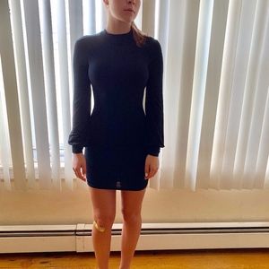 MIDNIGHT IN PARIS BLACK LONG SLEEVE DRESS LULUS